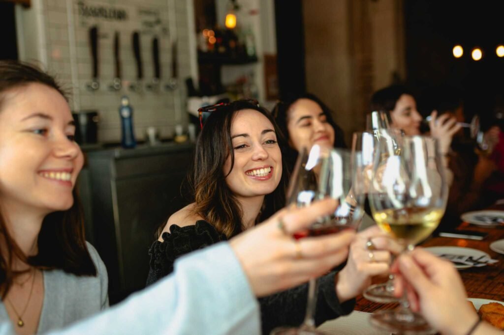 Enjoying glasses of Cava on a Barcelona Tipsy Tapas Tour