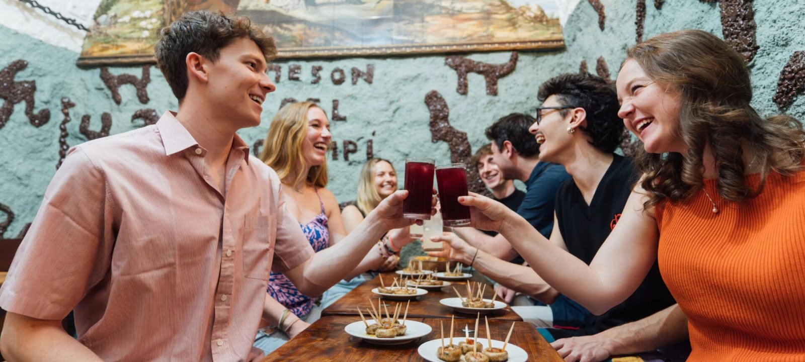 Group enjoying Sangria and Tapas on a Madrid Tapas Tour