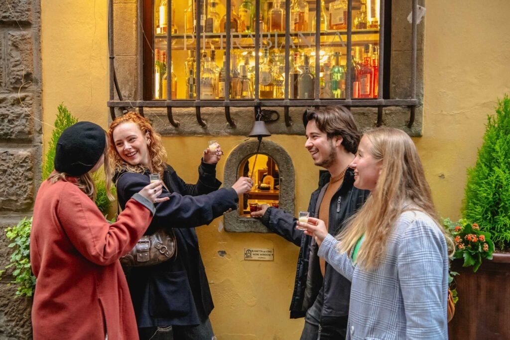 Visiting the wine windows on our Florence Tours