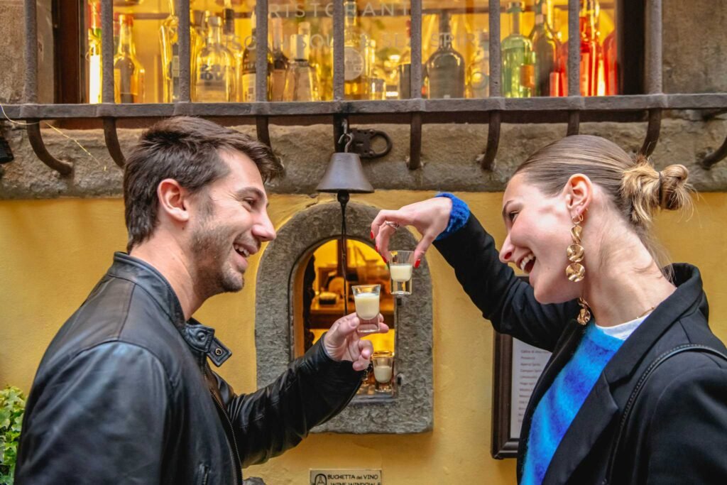 Guests at a wine window on our Florence Tipsy Tour