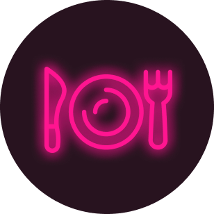 Tipsy Tour Knife and Fork Neon Icon