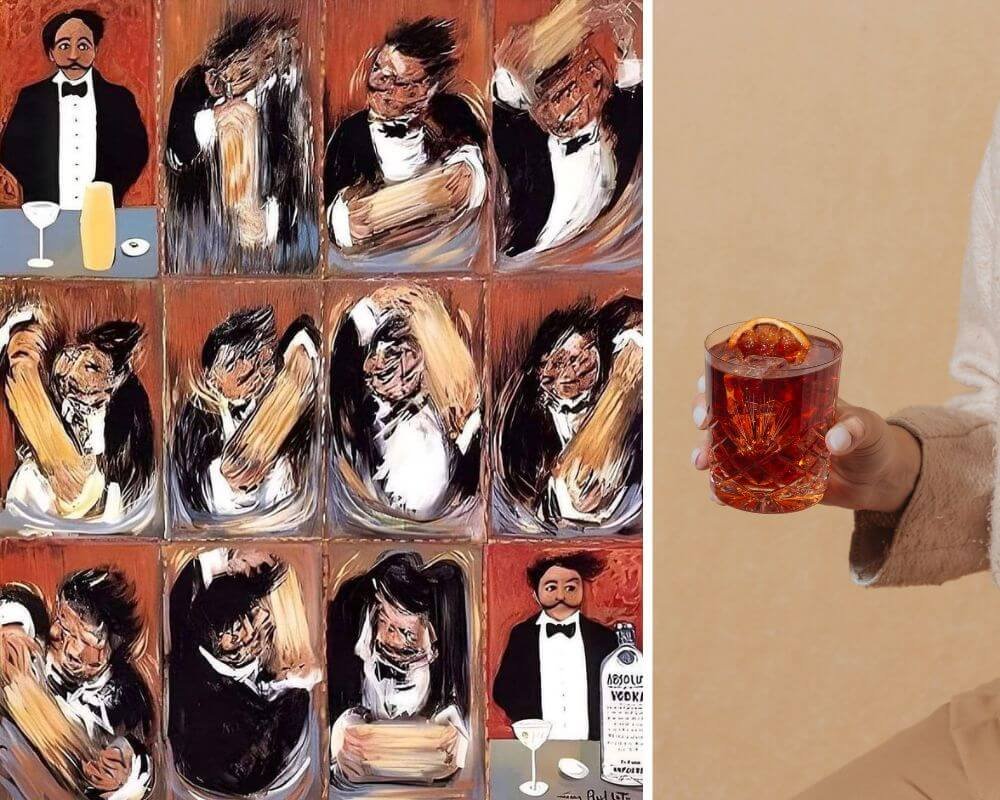 Guy Buffet's Making Of A Great Martini next to a Negroni Sbagliato