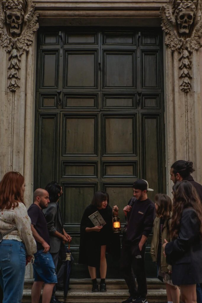 Standing outside the Rome's creepiest church during Halloween in Rome