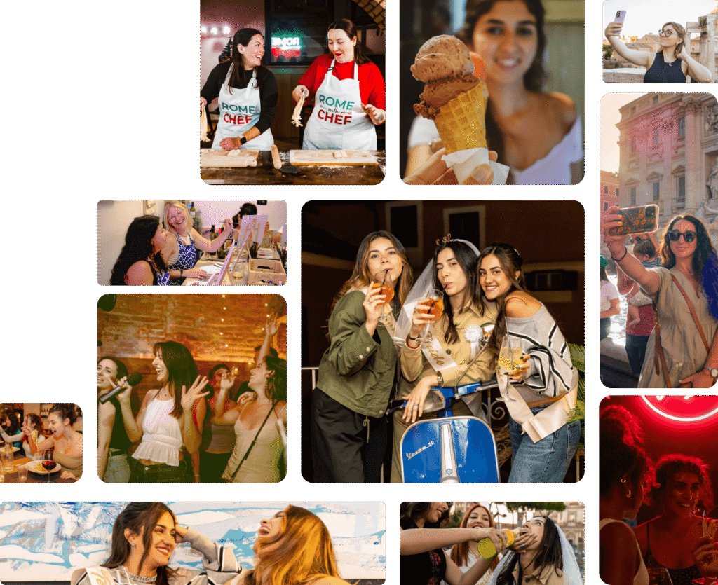 Collage of photos from a Rome Hen Do