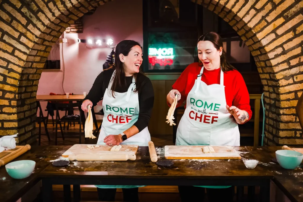 Girls on a Rome Hen Do cooking class