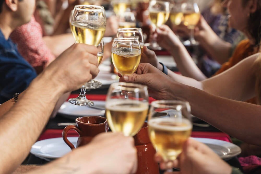 Glasses of vinho verde from our Lisbon Food Tour